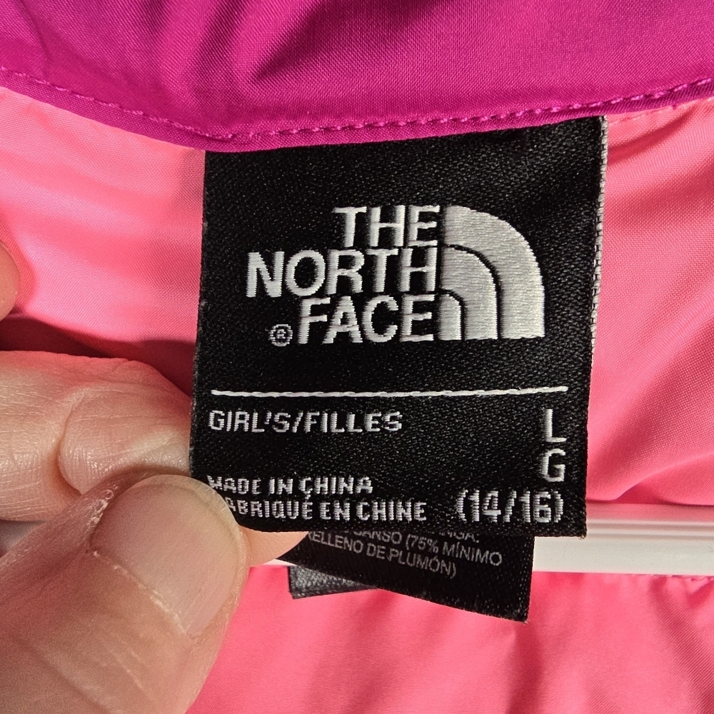 The North Face Girls Andes Down Jacket In Luminous Pink Full Zip Size L 14-16 - Picture 14 of 16